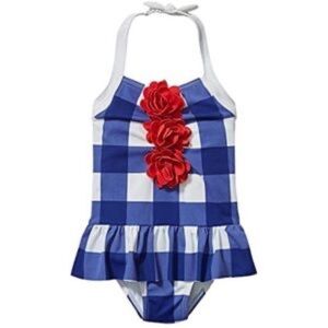 Janie and Jack Blue Gingham Flounced Swimsuit | 3 NWT